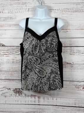 Delta Burke Black Paisley Tankini Swim Top